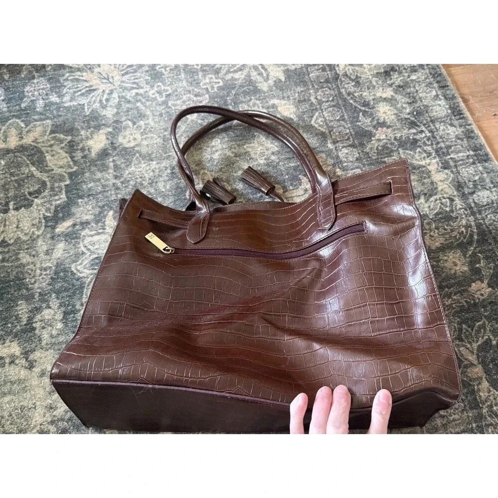 Naturalizer Brown Faux Croc-Embossed Tote Bag Shoulder Purse